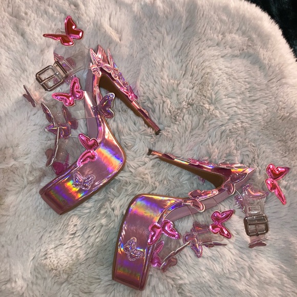 SOLD on Depop - Sugar Thrillz Sweet Butterfly Baby Platform Heels - Picture 2 of 8
